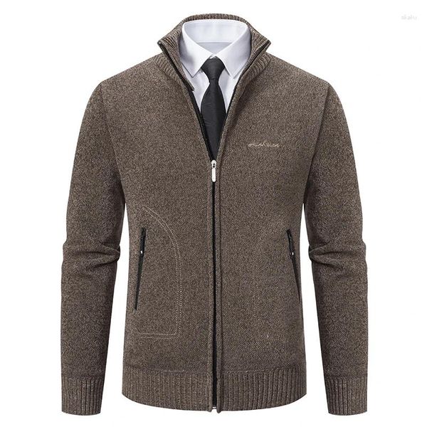 Jackets masculinos Autumn Spring Sweater Casaco marrom Jacket Busine