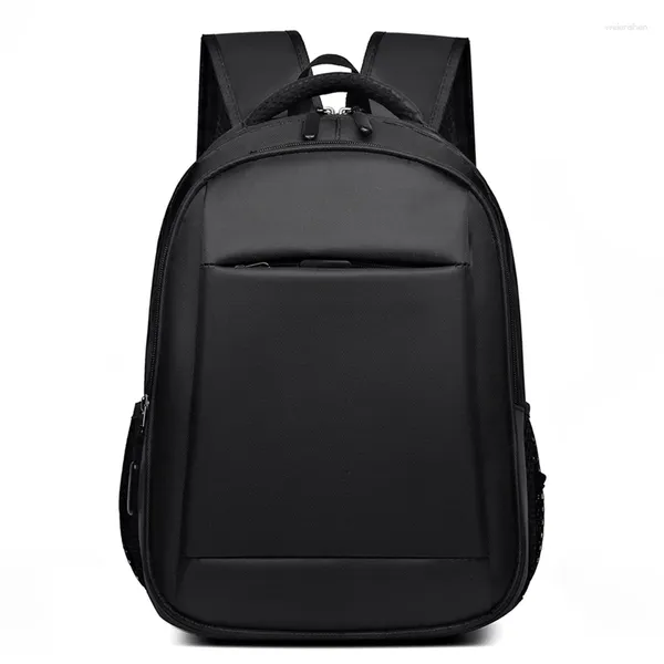 Backpack de alta qualidade Oxford Pano Impermeável portátil portátil 15,6 polegadas Male de laptop de grande capacidade Viagens de negócios preto