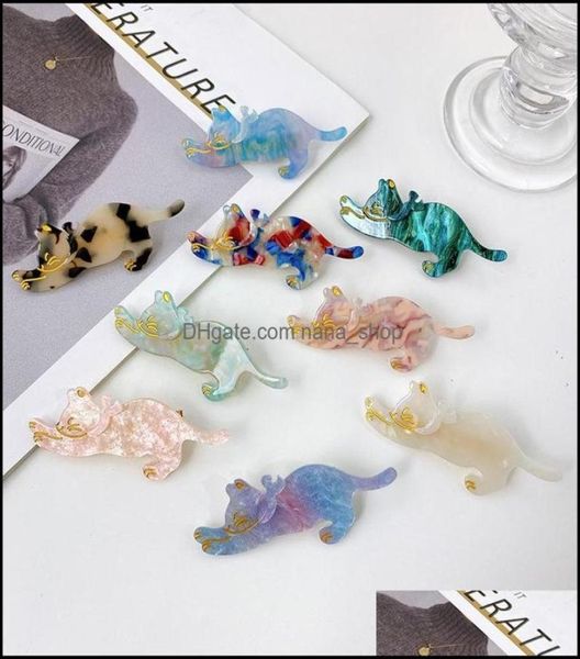 Clipes de cabelo Barrettes Jóias Comprimento 8 cm Coreia Cartoon Cato em forma de gato Mulheres mti colorido acético animal h dhg1e3295035