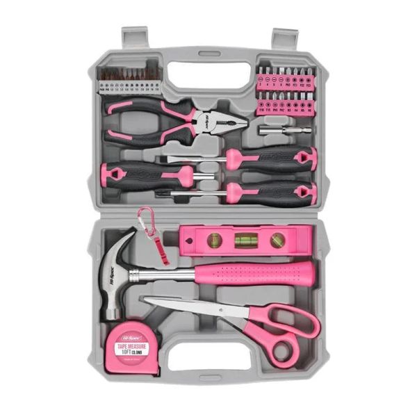 42pcs Pink Home Home Set Setre Electric Overdriver Клепельщика Pincer Pliers Claw Hammer Tool Case Многофункциональный набор инструментов для ремонта дома