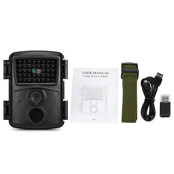 Jagdkamera mit Befestigungsgurt mit Benutzerhandbuch 5 Pins USB 2.0 Waterdosientes Trail -Kamera Wildlife Scouting