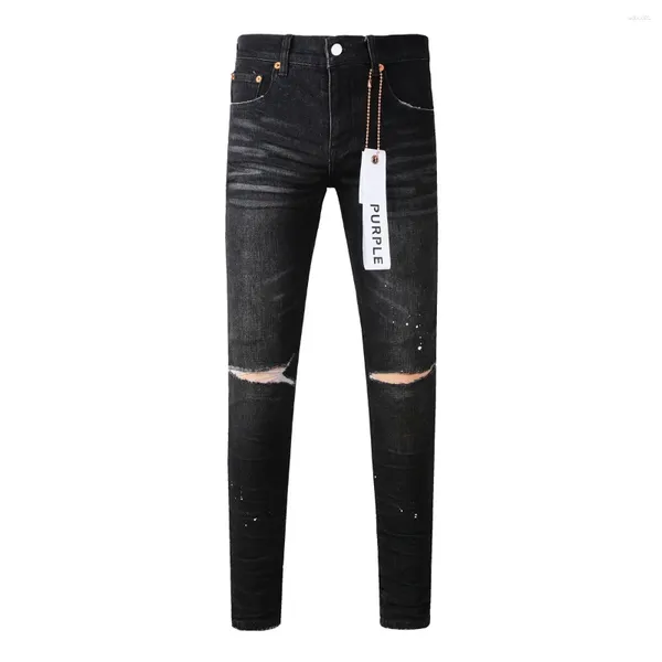 Pantaloni da donna 2024 marchi urbani jeans moda di alta qualità strade vernice nera dot foro taglio riparazione bassa risalto skinny denim