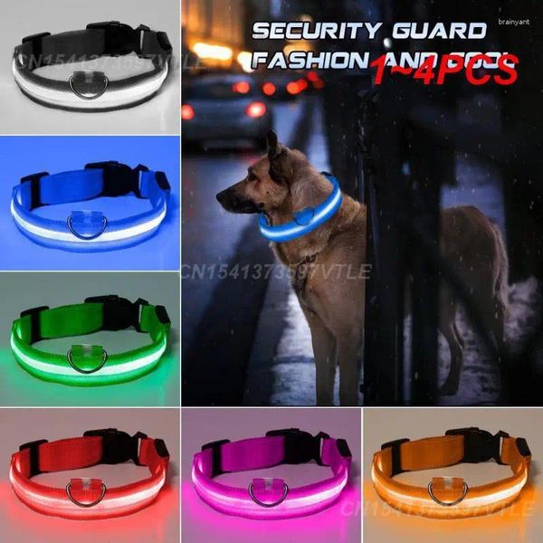 Collari per cani 1-4pcs LED/Batteria Collar Light Anti-Lost per cuccioli di cani Nylon Night Safety Suppliette Luminose Prodotti per animali domestici