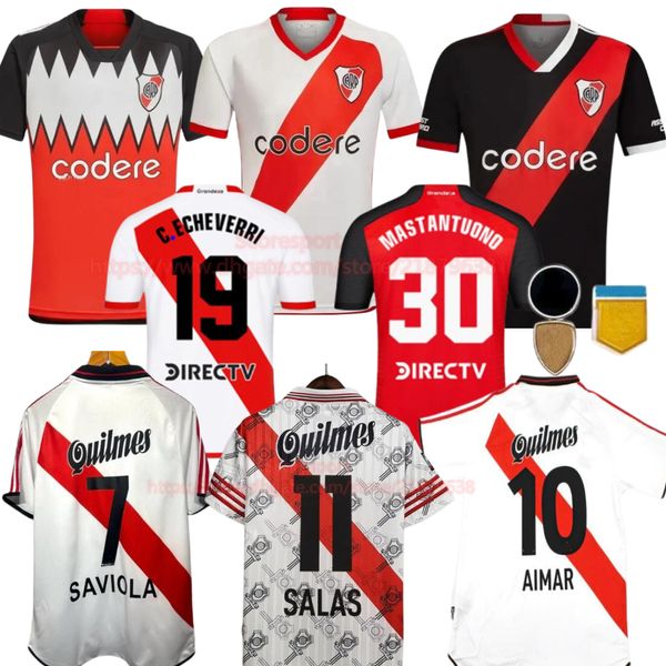 Echeverri Barco River Plate 23 24 Maglie da calcio Solari Mastantuono Top Thai Quality Aimar Saviola Salas Retro Football Shirts 95 96 97 2000 01 Vintage Kit