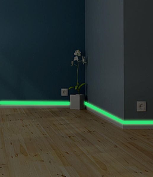 Luminöser Band Fußleisten Wandaufkleber Wohnzimmer Schlafzimmer umweltfreundliche Home Dekoration Aufkleber im dunklen DIY -Streifen Aufkleber 4851098