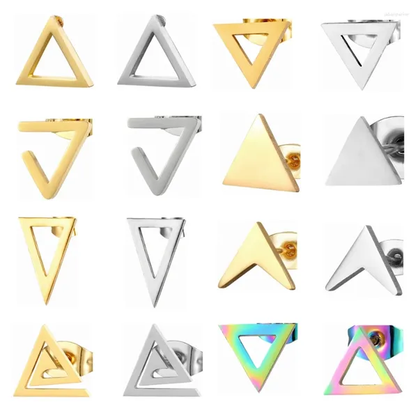 Orecchini per borchie semplici triangoli geometrici per donne ornamenti per le orecchie in acciaio inossidabile da 12 paia accessori per gioielli lotti all'ingrosso