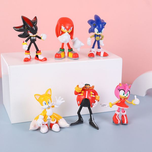 Figurine di raccolta PVC bambola silicone Sonic Hedgehog Figura 6 PC 5/7/12 cm Raccogli le figurine di statue kawss figurine modello di bambola di hedgehog bambo