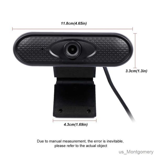 Webcams webcam USB Webcam 720p Webcam Câmera da web Manual de computador Foco Plugue de microfone embutido e camera para jogos de laptop para PC Live
