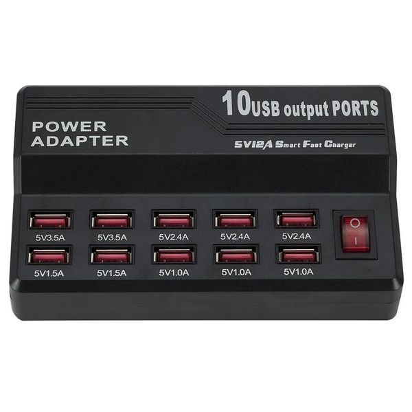 USB10 Port 12A чрезвычайно быстрая зарядка планшета мобильного телефона Digital Smart Charger с сильной совместимостью