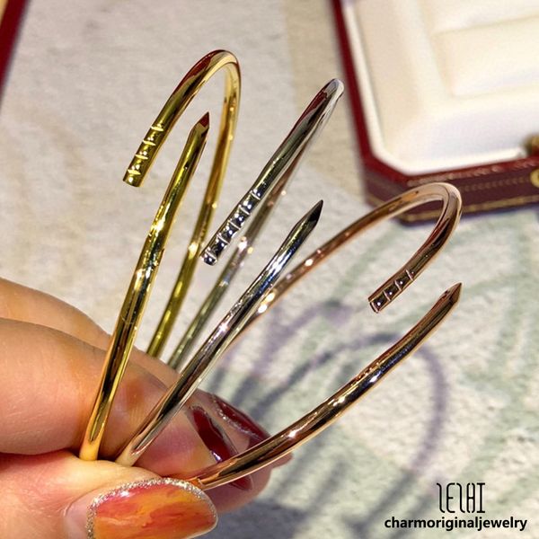 pulseira pilha de unhas unhas designer de jóias branqueadas de ouro para mulheres pequenos modelos empilháveis pulseiras parafuso pulseiras