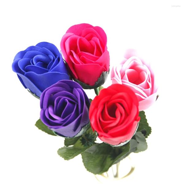 Flores decorativas 30pcs/ Sopa Soop Rose Flor artificial com embalagem plástica Casamento Dia do dia dos namorados Decoração de festa de aniversário