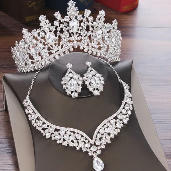 Luxus -Kopfbedeckungen Kristall Wasserdrop Barockkronversestone Braut Diamant Braut Tiara für Frauen Hochzeitshaarzubehör