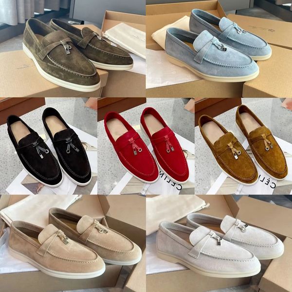 Kutu Loafers ile Elbise Ayakkabı Tasarımcı Gündelik Ayakkabı Sneaker Sandalet Terlik Erkek Kadın Loafer Düz Düşük Süet İnek Deri Oxfords Erkek Yaz Moccasins Slip Sneakers