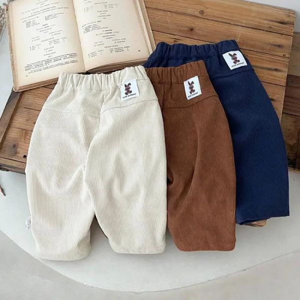 Calça o outono nova calça de veludo bebê meninos infantis calças vintage casuais