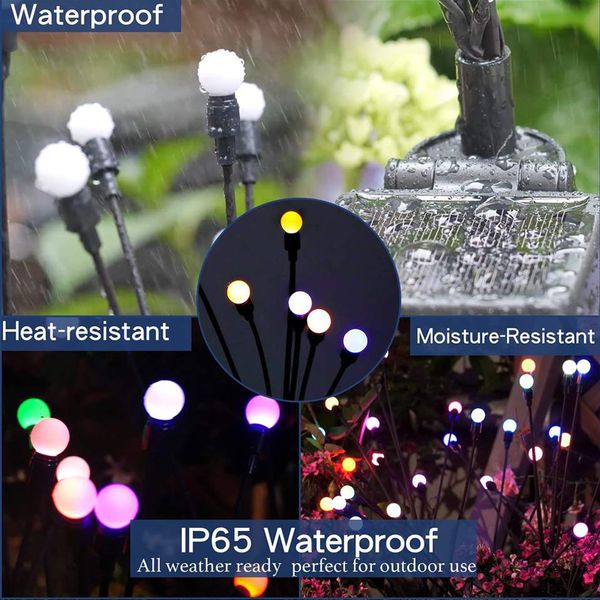 LED SOLAR LED LIGHT Água à prova d'água Firefly Garden Lahn lâmpada balanço por Wind Sunlight Light Paisagem Courtyard Patio Decoration