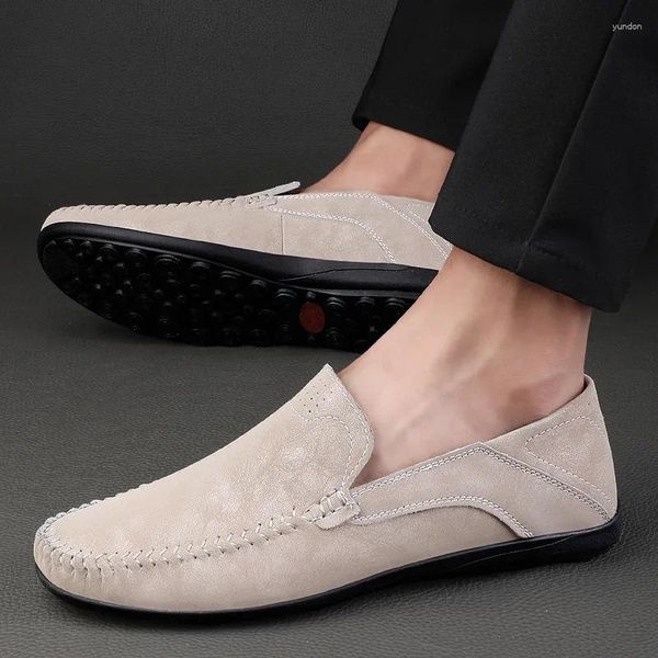 Sıradan Ayakkabı Nubuck Erkek Loafers Slip-On Sürüş Markası Moccasins Lüks Oxford Deri