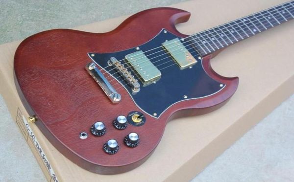 Fabrika Özel Mağazası Yeni En Kaliteli SG Elektro Gitar Koyu Kırmızımlı Kahverengi Mat Ele Guitarr 9147368647