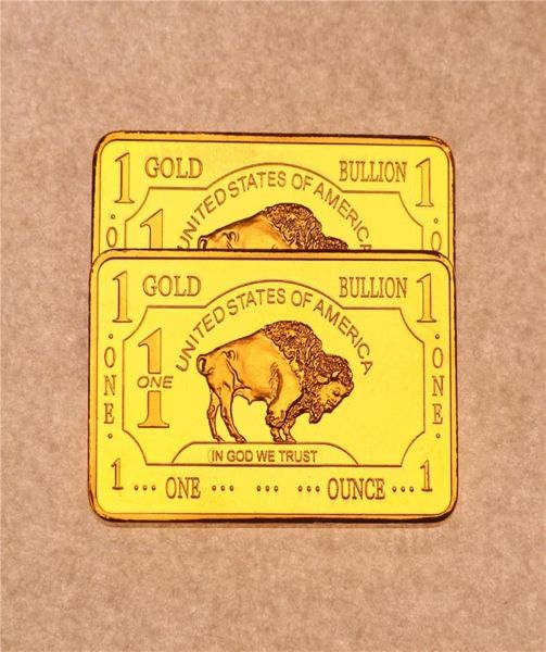 Andere Kunsthandwerk 1oz 24K Gold plattiert United States Buffalo Gold Bar Cuglen Coin Collection3761611