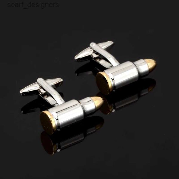 Cuff Links Gold Silver Bullet Links para homens Novelas de moda Copper Cufflink de alta qualidade Camisa Links de casamento presente Y240411