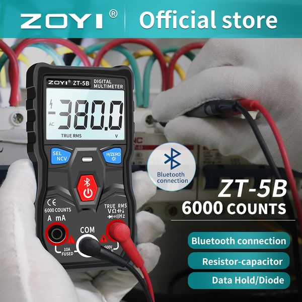 Zoyi ZT-5B Zoyi Digital Multimetro Professional Tester AutoRange AC/DC Voltmetro Amperometro Mini Elettricista App Bluetooth App