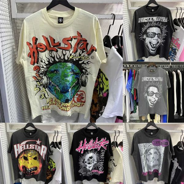 Hellstar T Shirt Erkek Marka Tasarımcı Tshirts Sleeve Tee Erkek Kadın Yüksek Kaliteli Sokak Giyim Hip Hop Tişört Cehennem Yıldızı Kısa En İyi