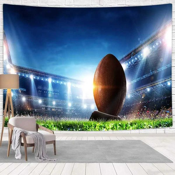 Futebol Tapeçarias do Futebol Satdium Tapestry Field Field Night Night Soccer Decor Home Decor Wall pendurada para o quarto da sala Domense R0411