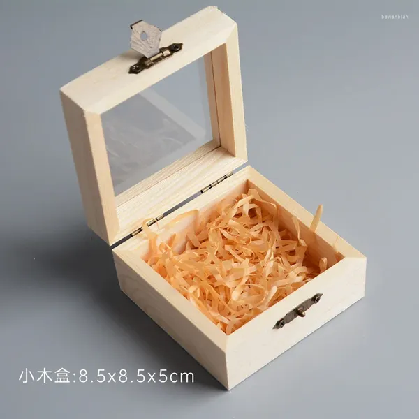 Декоративные фигурки деревянные подарочные упаковки ретро -кассета лафитовая трава крышка стеклянная коробка ювелирных коробок украшения