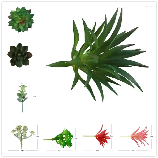 Flores decorativas 10pcs suculentas artificiais cactus bonsai verde plantas para mesa em casa casamento de Natal Caixa de presente DIY