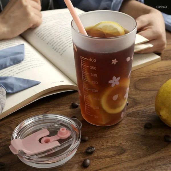 Weingläser kreativer Cartoon Strohglasbecher mit mikrowellenversiegelbarem Milchversiegelung Süßes Messen von Hochtemperaturwiderstand
