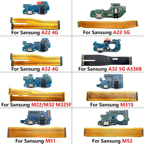 USB Onarma Şarj Portu Konektör Kartı + Samsung A22 A32 4G A33 5G M22 M31S M32 M325F M51 M52 için Ana Anakart Esnek Kablo