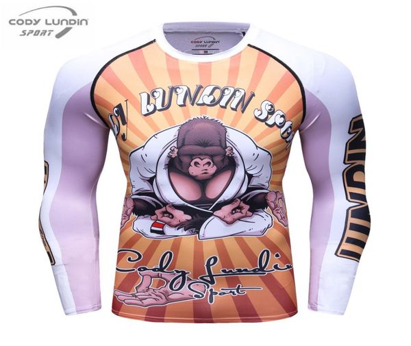 Camisa de compressão camada MEN039S BASIC MANAGEM LONGA PANDA 3D PRIMAGEM TERMAL SOB MMA RASHGUARD TLIES DE PELE MAN TRIME