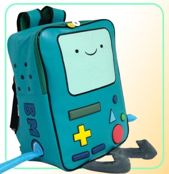 Время приключений с Finn и Jake рюкзаком CN BMO Schoolbag Beemo Be Bree Cartoon Robot Highgrade Pu Green7581570
