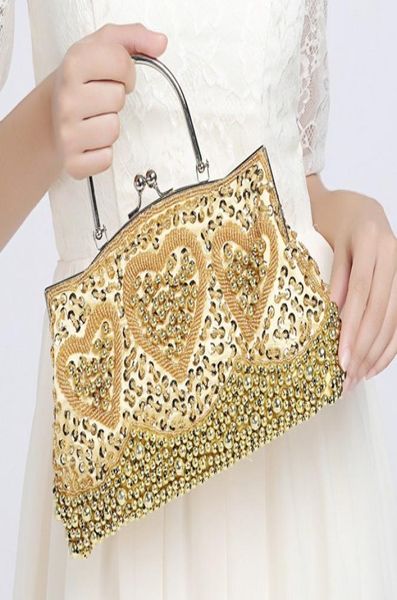 Verkaufe neue Style Bridal Hands Bags handgefertigtes Perlensticker Clutch Bag Make -up -Tasche Hochzeit Abend Partytasche Shuoshuo65888083172