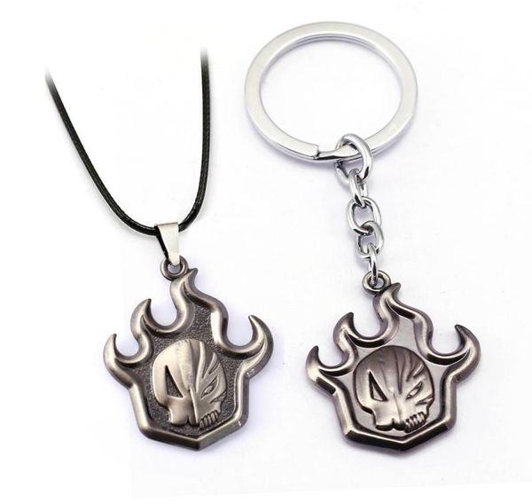 Japan Anime Bleach Kurosaki Ichigo Flame Skull Mask Logo Legierung Schlüsselbundschlüsselketten Schlüsselring Anhänger Halskette Schmuckzubehör9971504