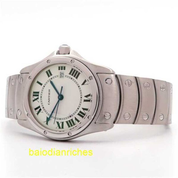 Relógios femininos da CT Carters de pulso de luxo Santa Ronde Cougar Medium 30mm White Dial Stone Quartz W20027K1 Orinigal Logo Fnrk