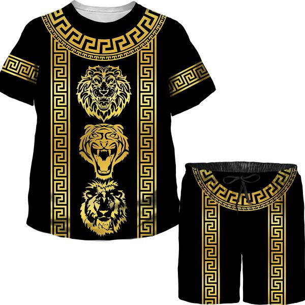 Hose Kids Kids Barockstil Golden Muster Highend Graphic T -Shirt Shorts Set 3D Printed Youth Outwear Kinder Tops/Hosen/Anzüge