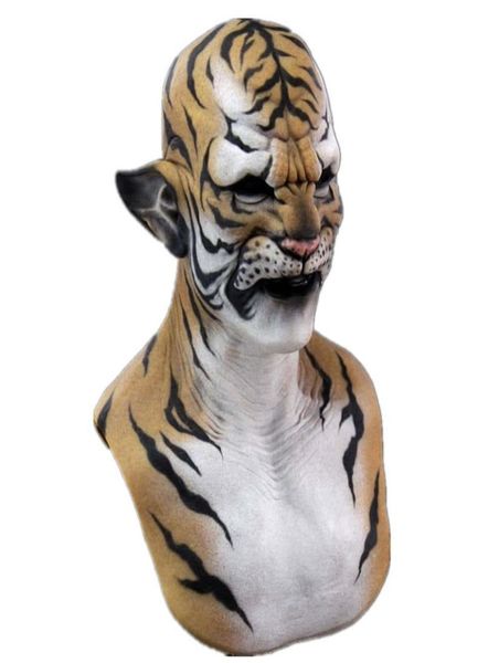 Scary Tiger Animal Mask Halloween Carnival Night Club Máscaras Máscaras de Capfees de Performance Classic Cosplay Props 2207194295102