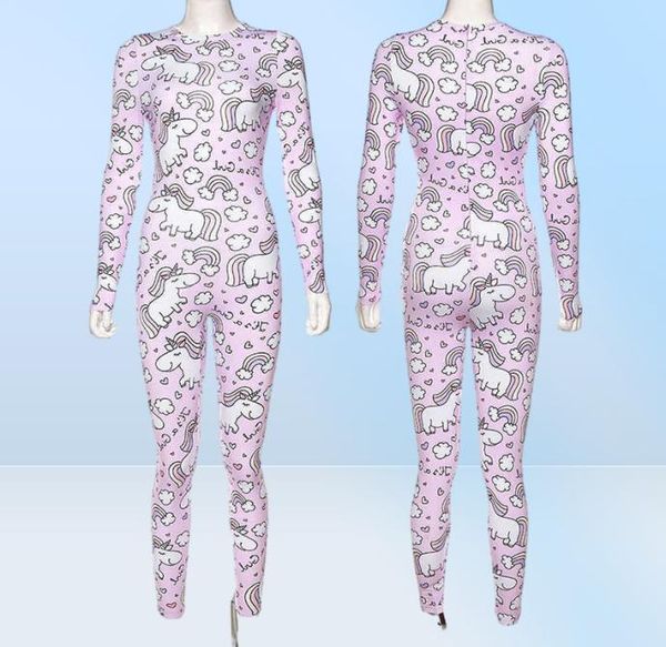 Rainbow Unicorn Print Rompers da donna salto da donna Sporty Bodyness Fitness Fitness Active SuitSuits Cine Girl T2004012945114