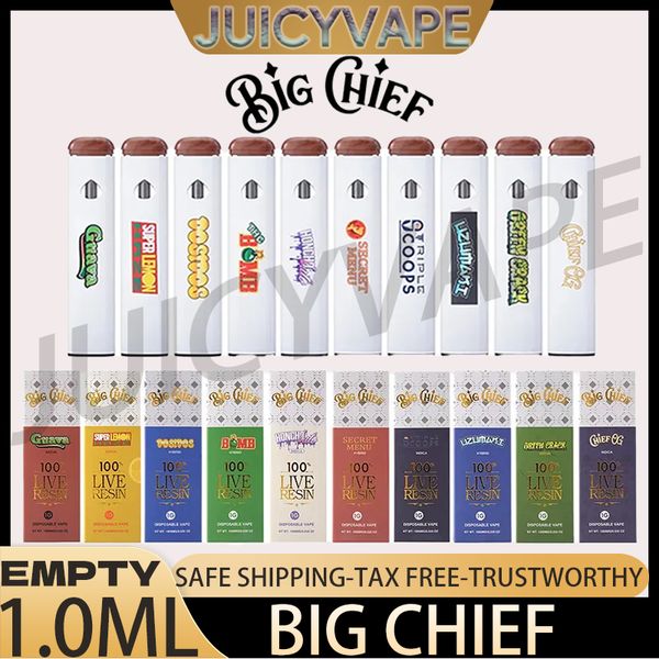 Big Chief lebende Harzkarren Atomizer Einweg -Vape Vape Stift 1.0ml leere Karren