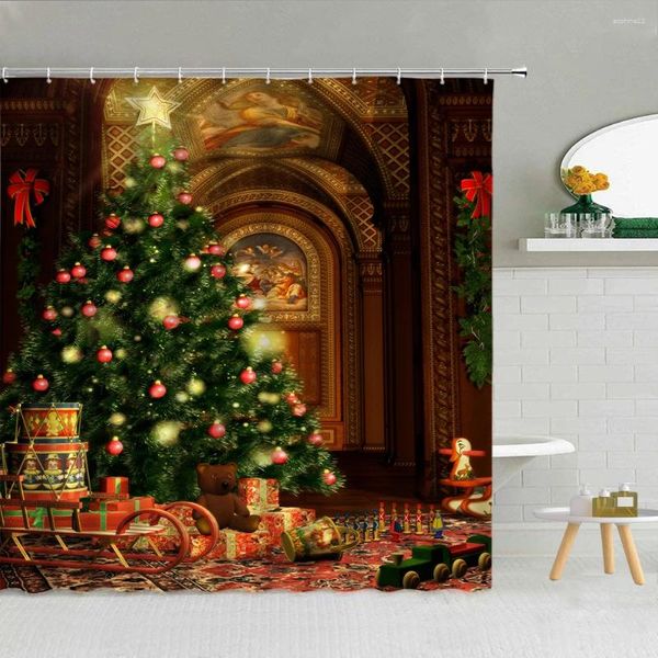 Tende per doccia tende per alberi di Natale Babbo Natale decorazione in tessuto di alta qualità forniture da bagno con ganci tessuti