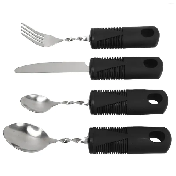 Set di stoviglie argenteria ponderata per i pazienti con parkinsons Aiuto artritico Tremor Spoon Fork Knife Utensile Set di utensili adattivi