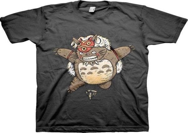 100 Cotton Print Mens verão meu vizinho Totoro Mononoke Hime Parody Tirl Men039S Novo camiseta de camiseta2206913