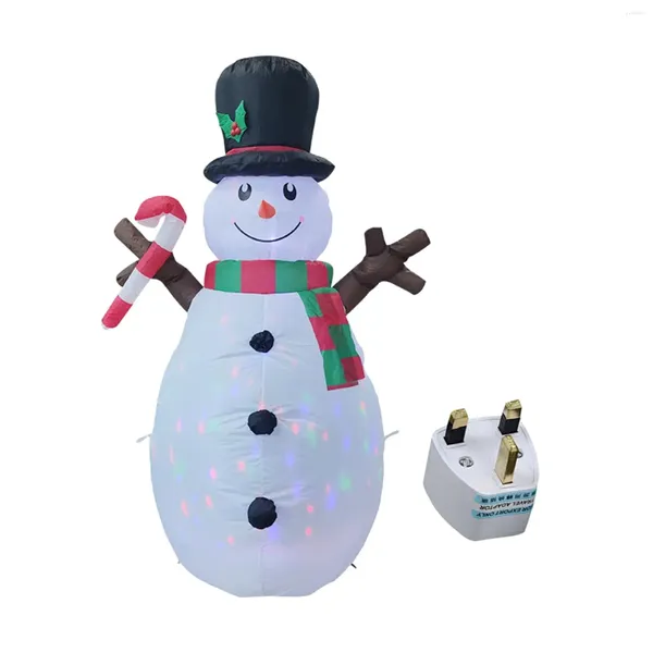 Decorazione per feste Snowman gonfiabile luci rotanti colorate 1,6 m di ornamento luminoso alto far esplodere Snow Man per vacanze in vacanza fuori dal cortile