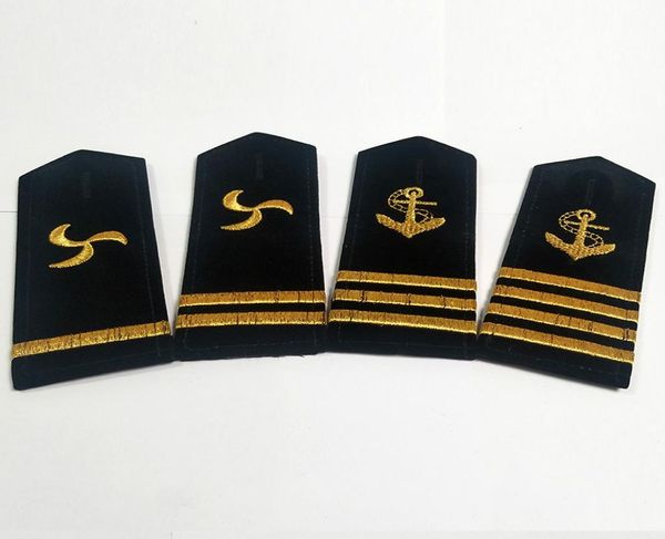 Navy Captain039s Uniformhemden EPAULETTE Hochwertige Pilot -Stickereien EKULETTE Accessoires 1234 Gold Kleidung 7083638