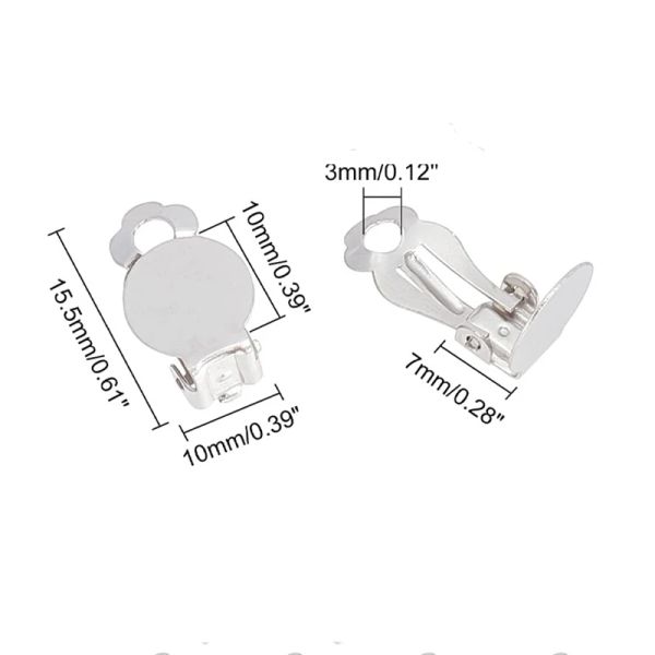 10 pezzi/lotto 10 mm Nessun piercing Orecchini Clip Funzione per gioielli auricolari Accessori vuoti Impostazioni di base Craft Cravilli Fili da te Fornitore