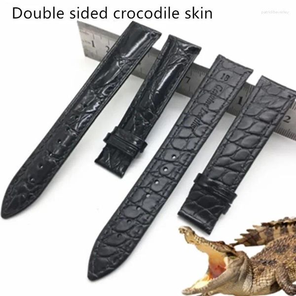 Watch Bands zweiseitige Krokodil-Leder-Uhrenband 14 16 18 19 20 21 22mm echte Alligator-Gurtband mit Schmetterlingsschnalle