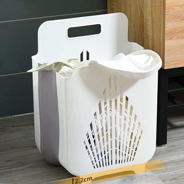 Wäschesäcken Home Plastik Punch-freier Klappkorb große Kapazität Badezimmer Wandmontierte schmutzige Kleidung Aufbewahrungsorganisator