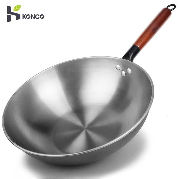 Casher wok wok antiaderente padella cinese per cucina meno cottura pentola a induzione a induzione 240407