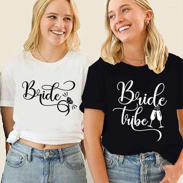 Kadın Tişörtleri Şerefe Grafik Bluses Gelin Kabile T-Shirt Arkadaşları Gelin Alyans Tees Kadın Bachelorette Hen Partisi Kısa Kollu