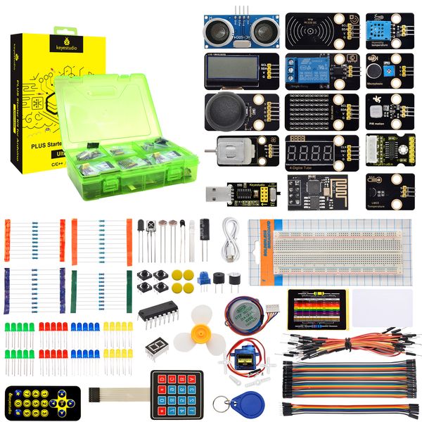 KEYSTUDIO STEM Arduino Uno DIY Elektronik Sensör Kiti için Komple IoT Başlangıç ​​Kiti Scratch Graphical Programlama Destek
